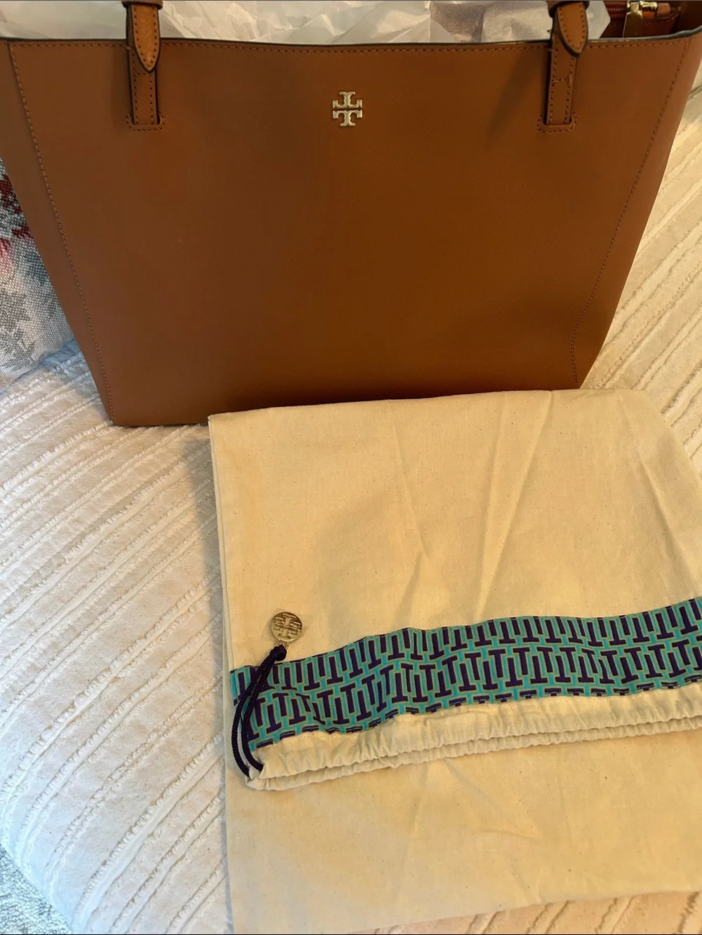Tory Burch Brown Leather Tote Laptop Bag